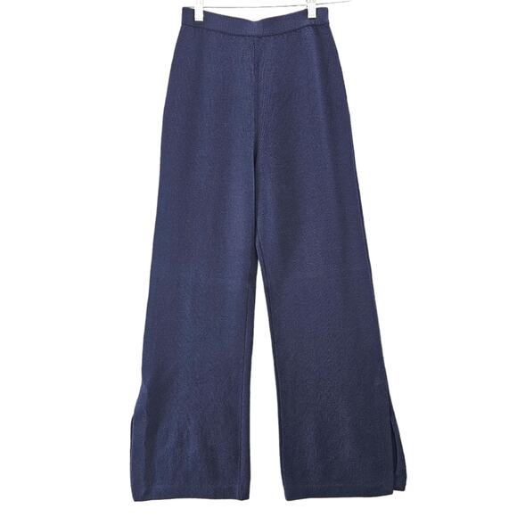 St. John Pants - St John Pants Womens Size 2 Santana Knit Blue Pull On Evening Split Wide Leg